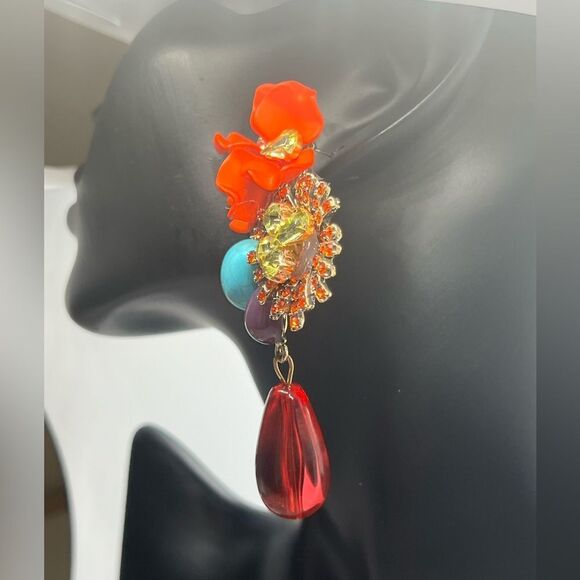 Zara Vibrant Floral Statement Earrings - Picture 7 of 17